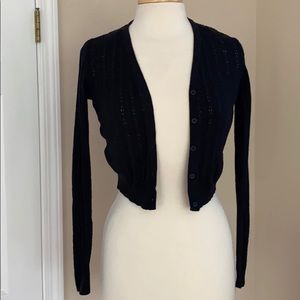 Brandy Melville black cropped pointelle sweater